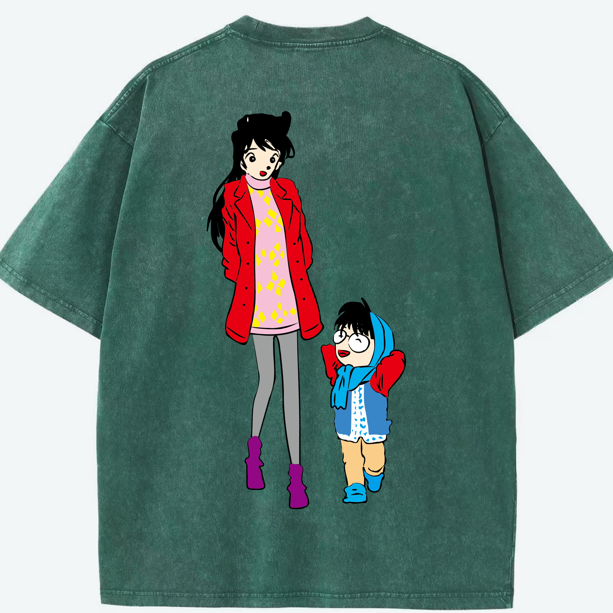 （画像用） 名探偵コナン 江戸川 コナン Detective Conan Conan Edogawa 綿100% ヴィンテージ風 半袖Tシャツ（背面プリント）